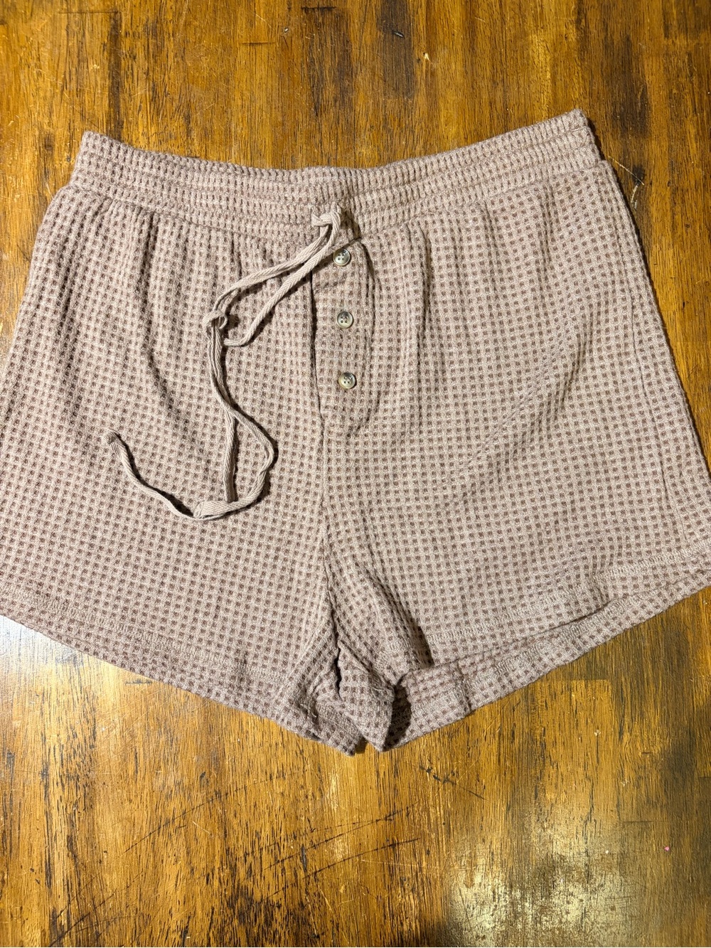 Waffle-Knit Drawstring Women's Shorts in Mauve